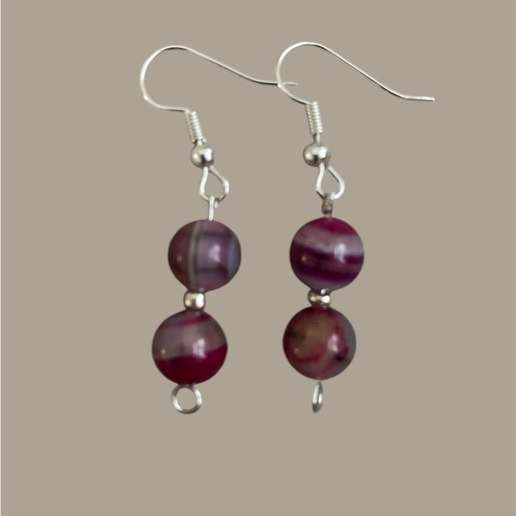 Dragon Vein Agate Earrings - Picture 2 of 2